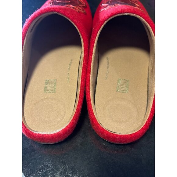 FitFlop Womens Red Wool Mouse Embroidered Slippers US 11 - Picture 7 of 7